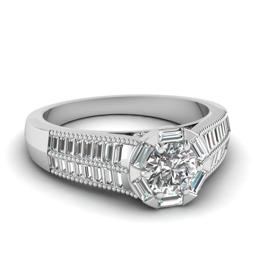 atjewels Effervescent Baguette Ring in 18K White Gold Over .925 Sterling Silver For Women MOTHER'S DAY SPECIAL OFFER - atjewels.in