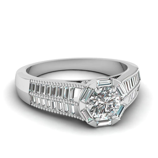 atjewels Effervescent Baguette Ring in 18K White Gold Over .925 Sterling Silver For Women MOTHER'S DAY SPECIAL OFFER - atjewels.in