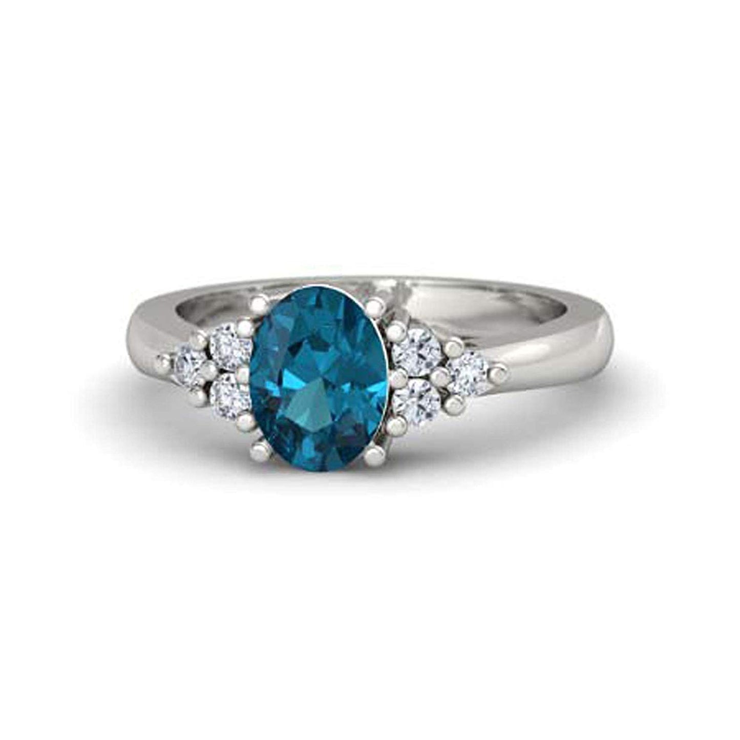 atjewels .925 Sterling Silver Oval Shape Blue Topaz Engagement/Wedding Ring Variation For Women's & Girl's - atjewels.in