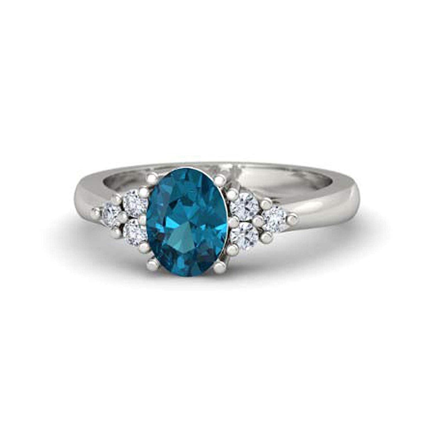 atjewels .925 Sterling Silver Oval Shape Blue Topaz Engagement/Wedding Ring Variation For Women's & Girl's - atjewels.in
