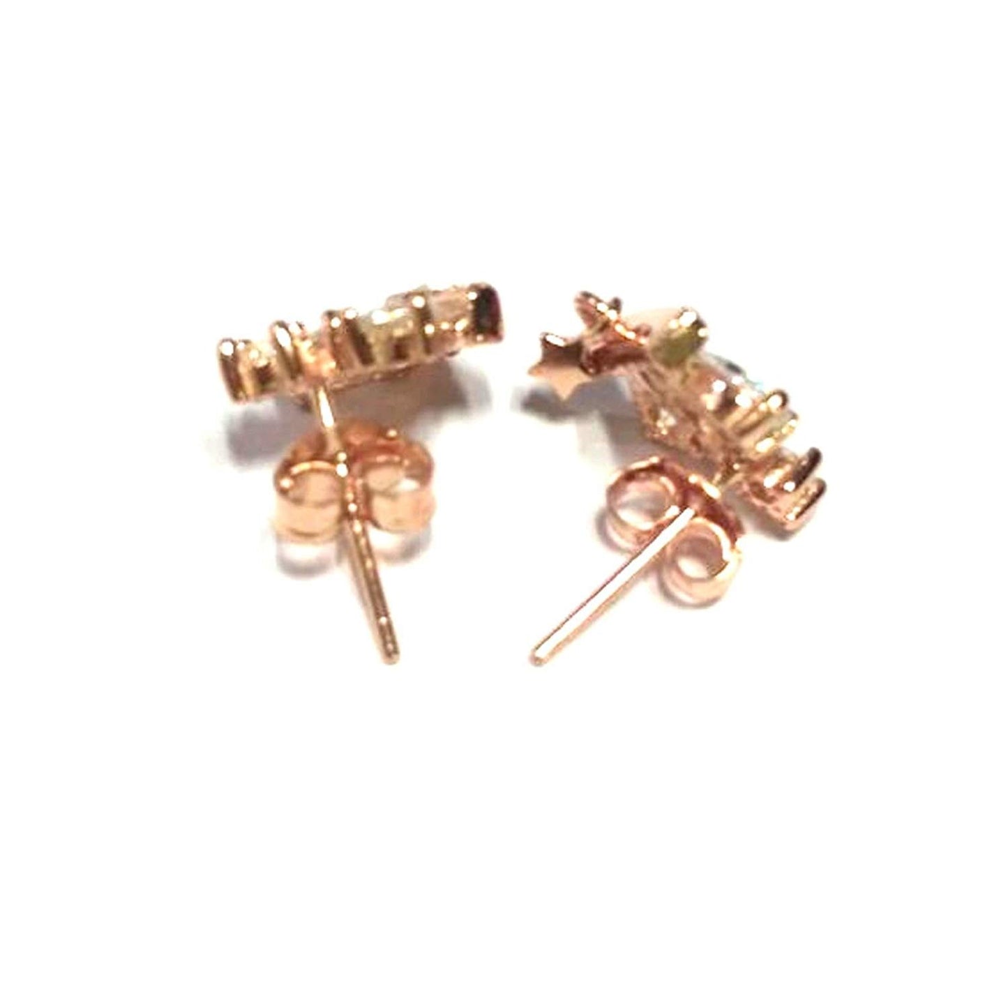 atjewels Round Cut White CZ 14k Rose Gold Over 925 Sterling Silver Crown Stud Earrings For Girl's and Women's For MOTHER'S DAY SPECIAL OFFER - atjewels.in