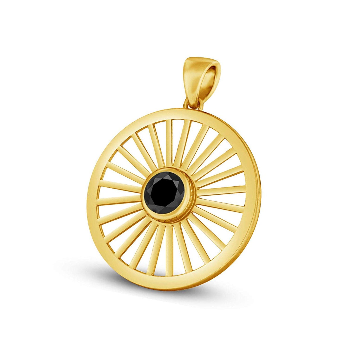 atjewels 14K White Gold Plated .925 Sterling Silver Ashok Chakra Pendant With Gemstone Veriation MOTHER'S DAY SPECIAL OFFER - atjewels.in