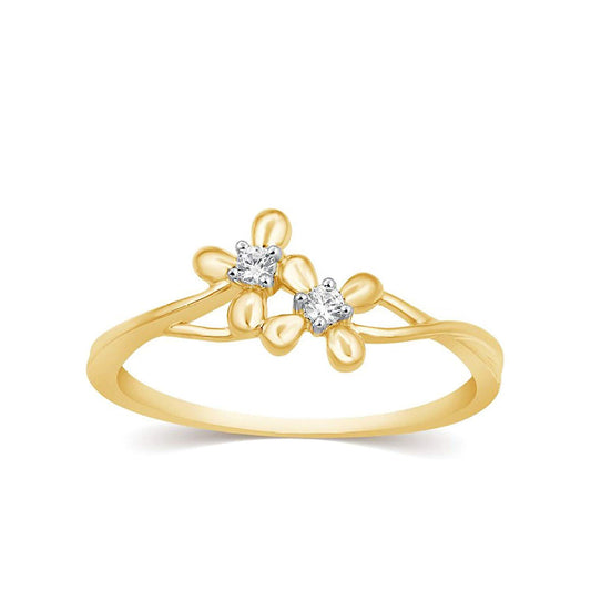 atjewels 14K Yellow Gold Over 925 Silver Round White CZ Flower Ring For Women's MOTHER'S DAY SPECIAL OFFER - atjewels.in