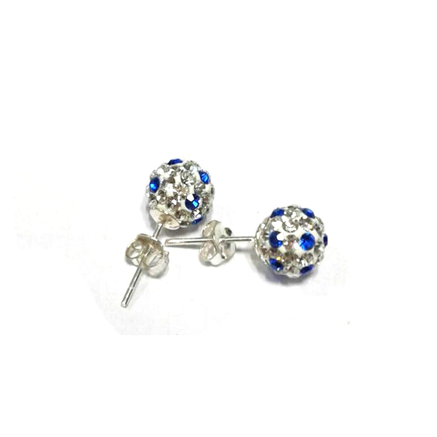 atjewels Round Cut Crystal Sterling Silver Pave Ball Stud Earrings, 8MM Crystal Fireball Disco Ball Earrings 1 Pair For Girl's and Women's Fancy Party Wear EarringsMOTHER'S DAY SPECIAL OFFER - atjewels.in
