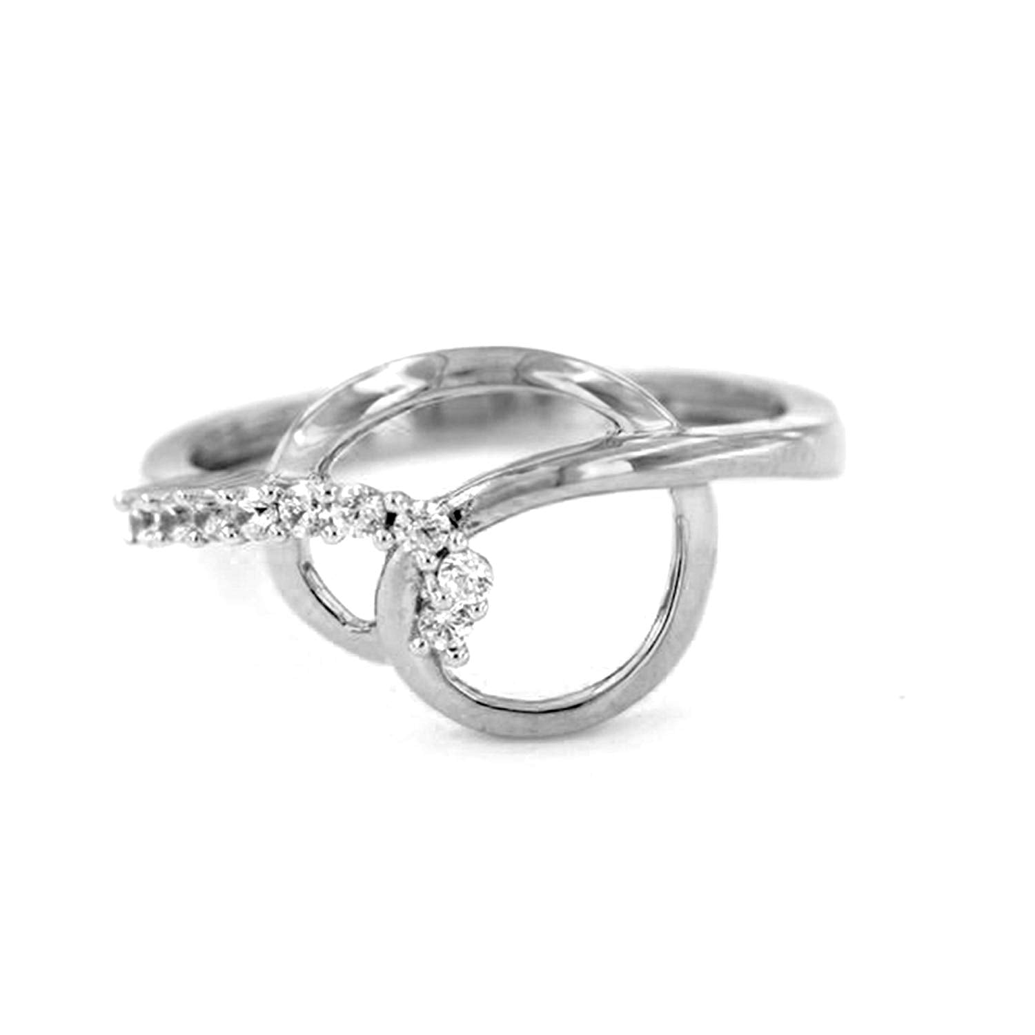 atjewels 0.51 CT 14K White Gold Over 925 Sterling Round Cut With White CZ Fancy Cluster Ring For Women's MOTHER'S DAY SPECIAL OFFER - atjewels.in