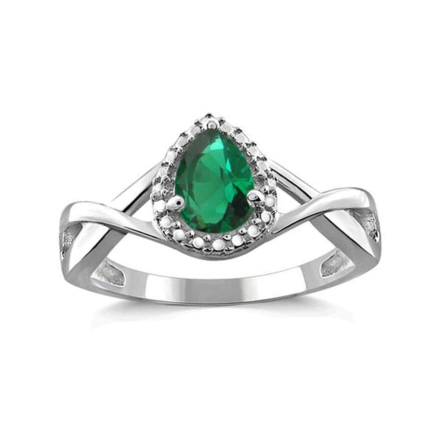 14k White Gold Over 925 Sterling Silver Emerald & White Cubic Zirconia Solitaire Pendant Earrings Ring Jewelry Set For Women's - atjewels.in