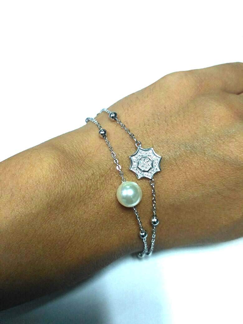 atjewels Round Cut White CZ .925 Sterling Silver 7.5"L Link Bracelet For Girl's And Women's For MOTHER'S DAY SPECIAL OFFER - atjewels.in