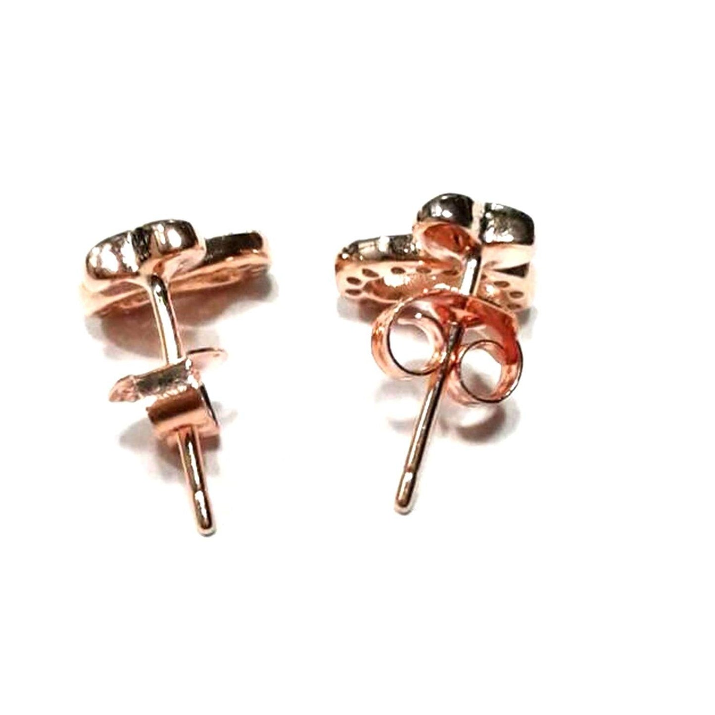atjewels Round Cut White CZ 14k Rose Gold Over 925 Sterling Silver Two Little Heart Stud Earrings For Girl's and Women's For MOTHER'S DAY SPECIAL OFFER - atjewels.in