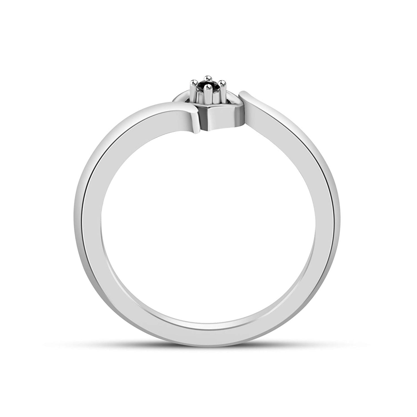 atjewels 925 Sterling Silver Round Black Cubic Zirconia Bypass Heart Ring MOTHER'S DAY SPECIAL OFFER - atjewels.in