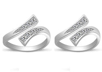atjewels 18K White Gold Over .925 Sterling Round White CZ Fashion Adjustable ToeRing Available In Pair - atjewels.in