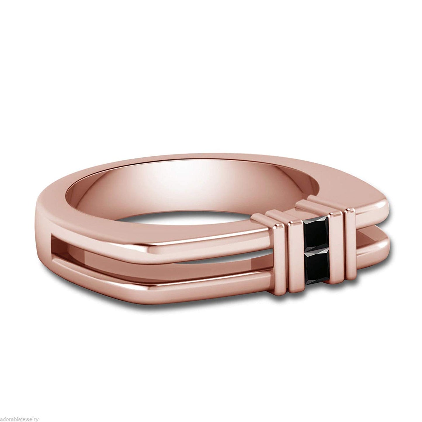 atjewels 14K Rose Gold Over 925 Sterling Silver with Black Princess Engagement Band Ring US 8 MOTHER'S DAY SPECIAL OFFER - atjewels.in
