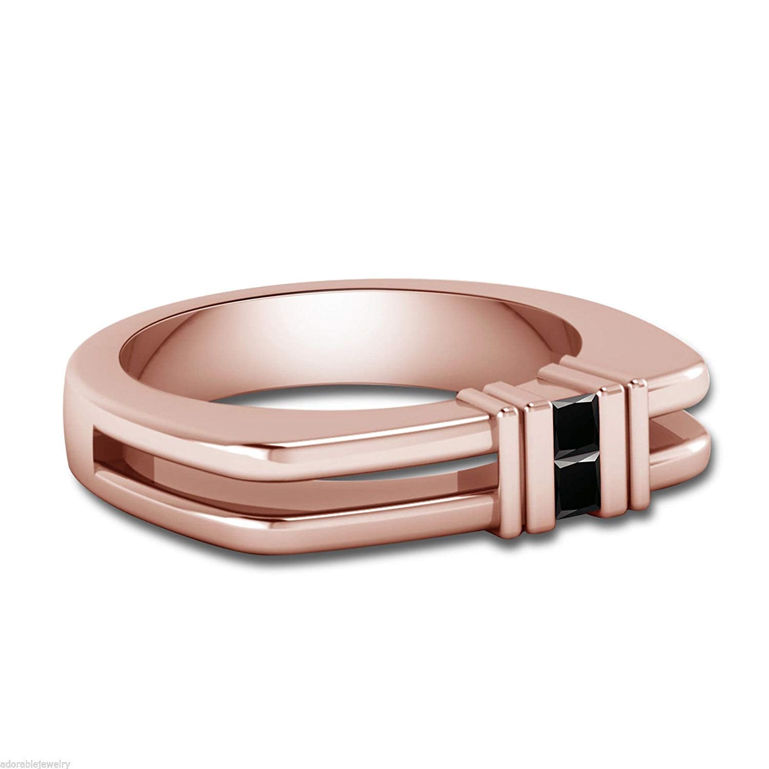 atjewels 14K Rose Gold Over 925 Sterling Silver with Black Princess Engagement Band Ring US 8 MOTHER'S DAY SPECIAL OFFER - atjewels.in