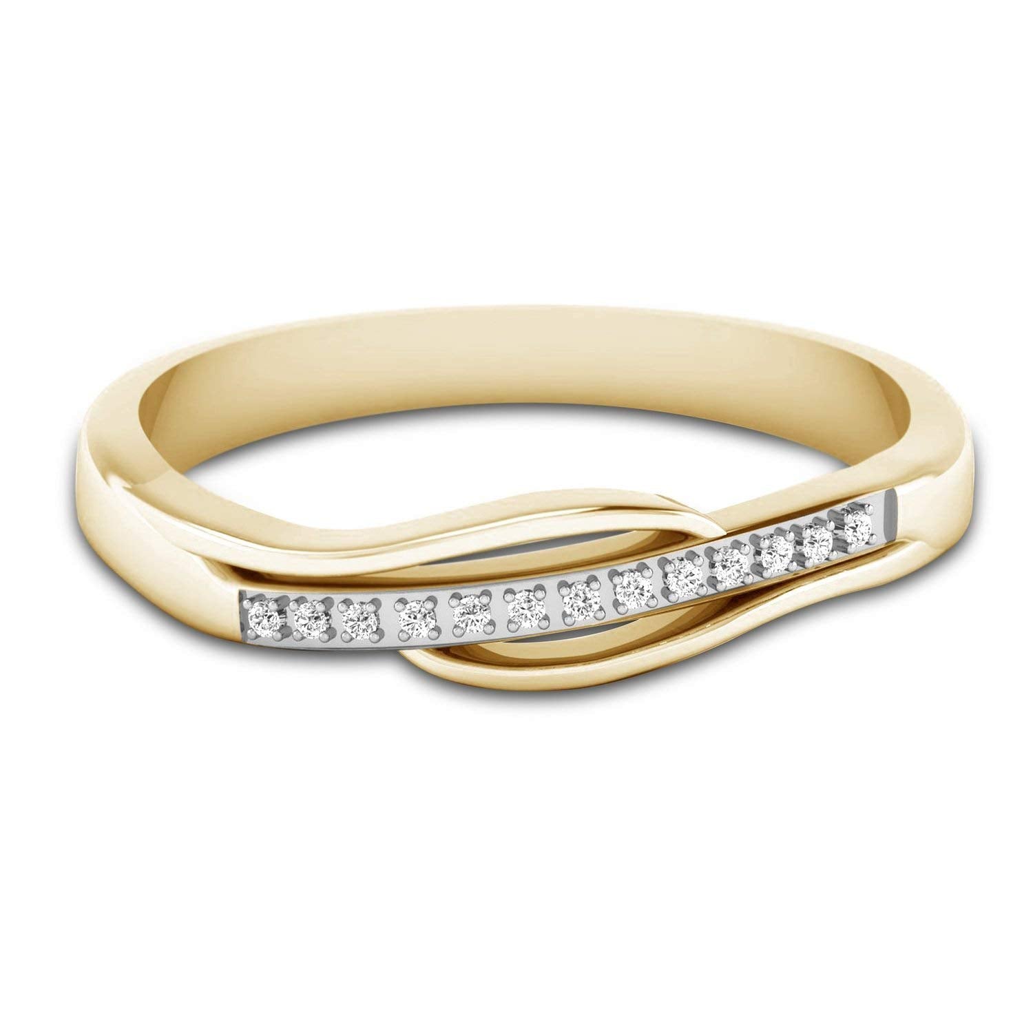 atjewels 14K Yellow Gold Over 925 Sterling Round White Zirconia Anniversary Band Ring Size US 4.5 MOTHER'S DAY SPECIAL OFFER - atjewels.in