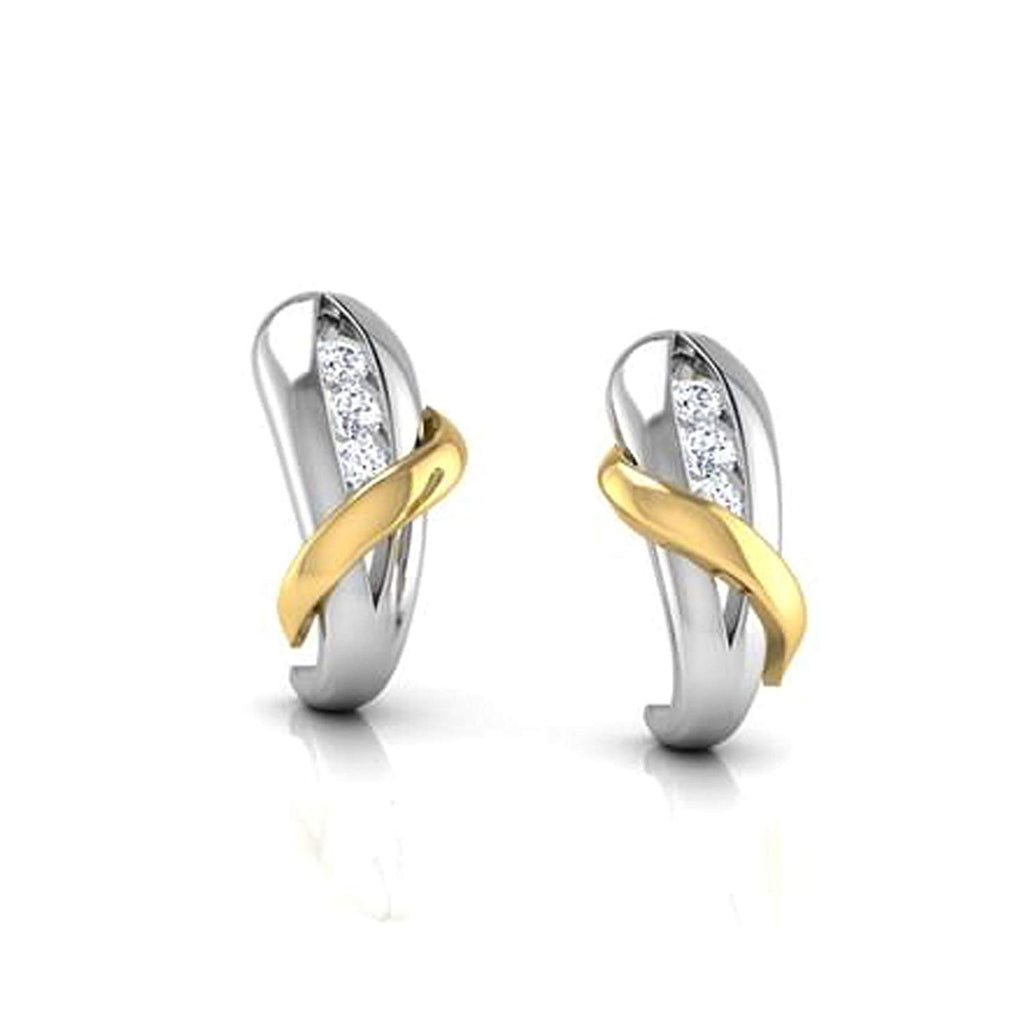 atjewels 14K Two tone Gold Over 925 Sterling Round White CZ Fancy Stud Earrings For Women's/Girl's MOTHER'S DAY SPECIAL OFFER - atjewels.in