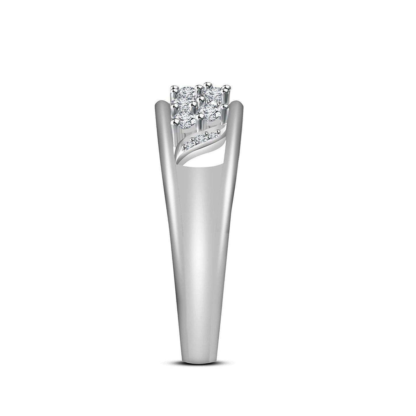 atjewels 14K White Gold Over 925 Sterling Silver Round Cubic Zirconia Wedding Band Ring MOTHER'S DAY SPECIAL OFFER - atjewels.in