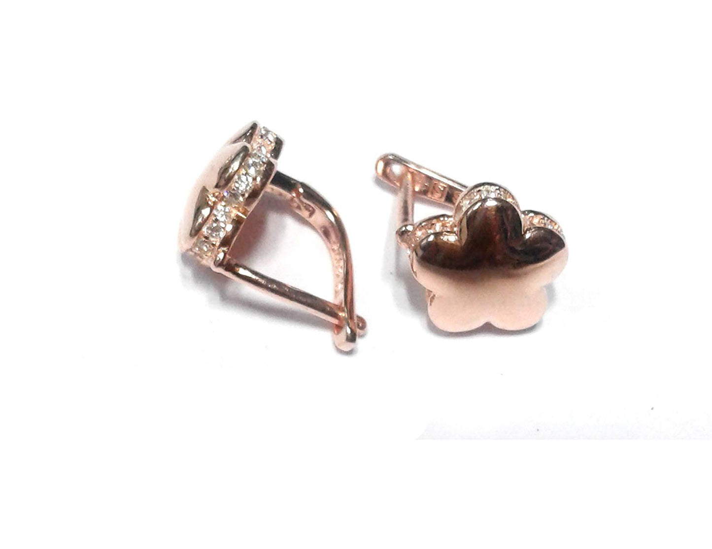 atjewels Round Cut White CZ 14k Rose Gold Over 925 Sterling Silver Flower Hoop Earrings For Girl's and Women's For MOTHER'S DAY SPECIAL OFFER - atjewels.in