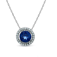 atjewels Round Cut Sapphire & White CZ .925 Sterling Silver Halo Jewelry Set for Girl's & Women's for Navratri Special - atjewels.in