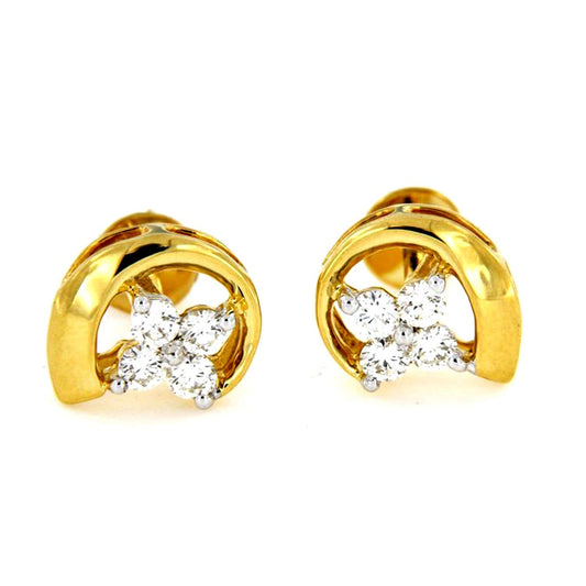 atjewels Women's Daily Use White Diamond Stud Earrings in 18k Yellow Gold Over 925 Sterling Silver MOTHER'S DAY SPECIAL OFFER - atjewels.in