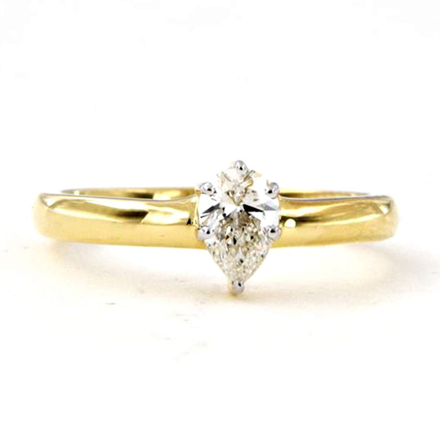 atjewels 18K Yellow Gold Over .925 Silver With Pear Shape White Cubic Zirconia Ring For Women MOTHER'S DAY SPECIAL OFFER - atjewels.in