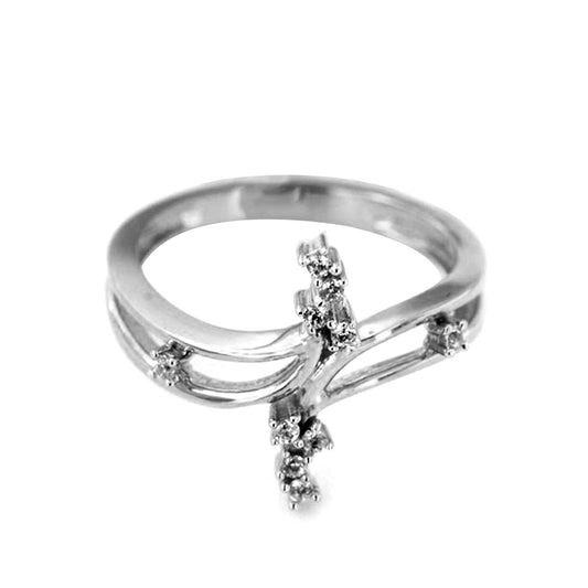 atjewels 14K White Gold Plated On 925 Sterling Silver Round White Zirconia Bypass Ring MOTHER'S DAY SPECIAL OFFER - atjewels.in