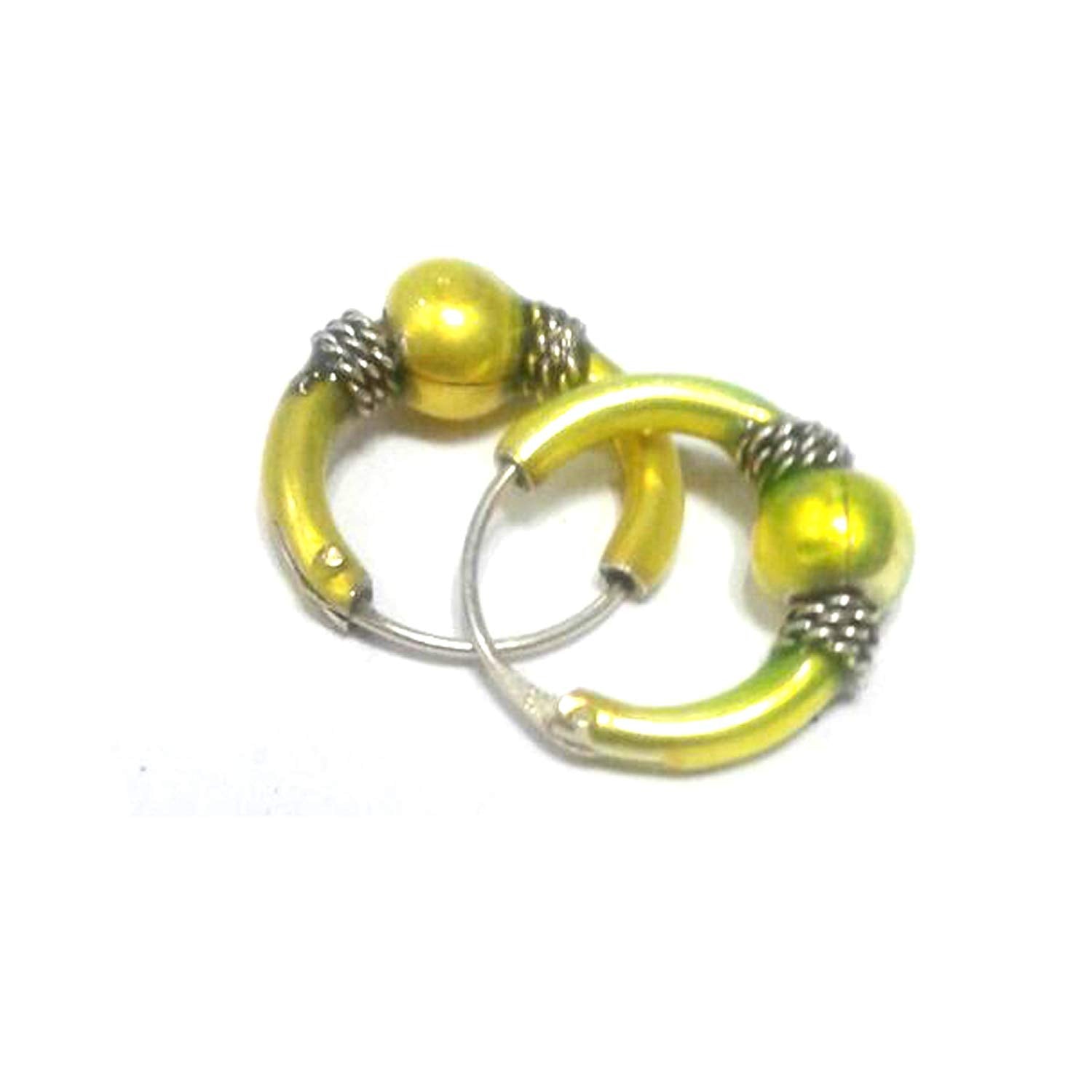 atjewels 925 Sterling Silver With Green Color Enamel Hoop Earrings For Kid's & Women's MOTHER'S DAY SPECIAL OFFER - atjewels.in