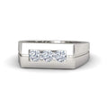 Men's Three Stone Ring with Round Cut White CZ in Solid 925 Sterling Silver From atjewels MOTHER'S DAY SPECIAL OFFER - atjewels.in
