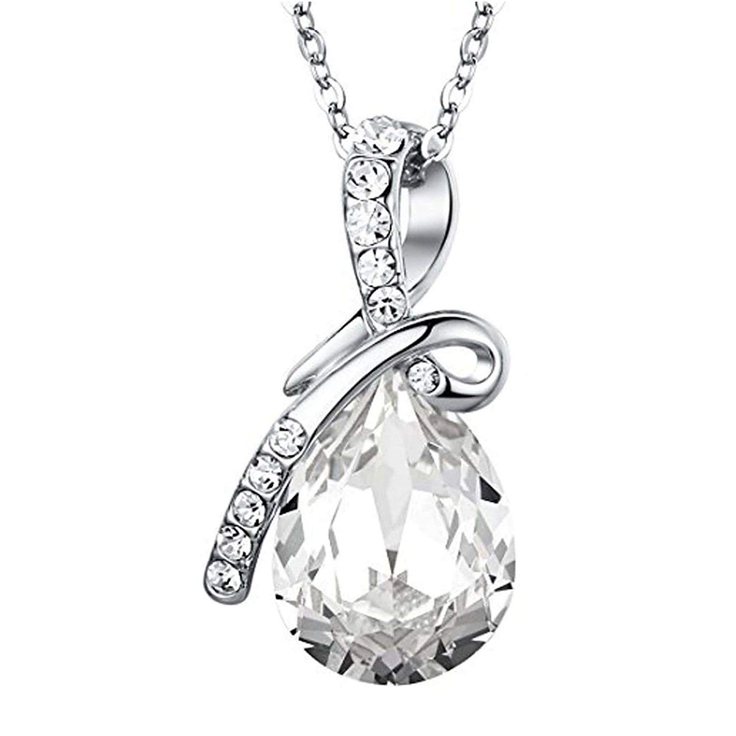 atjewels Pear & Round Cut White CZ .925 Sterling Silver Earrings, Ring & Pendant Cluster Jewelry Set For Women's/Girl's For Ganesh Chaturthi Special - atjewels.in