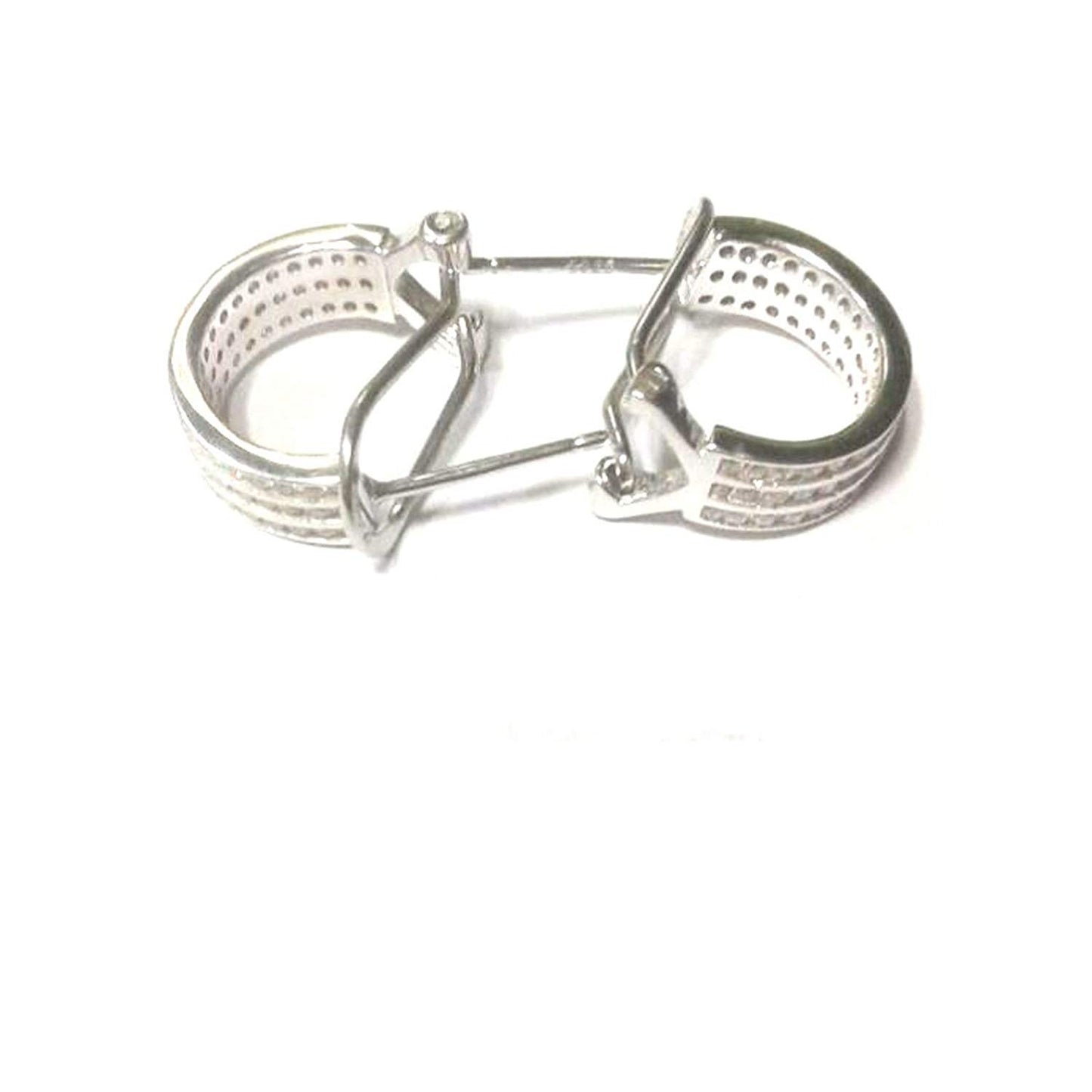 atjewels Round Cut White CZ 925 Sterling Silver Omega Clip Hoop Earrings For Girl's and Women's For MOTHER'S DAY SPECIAL OFFER - atjewels.in