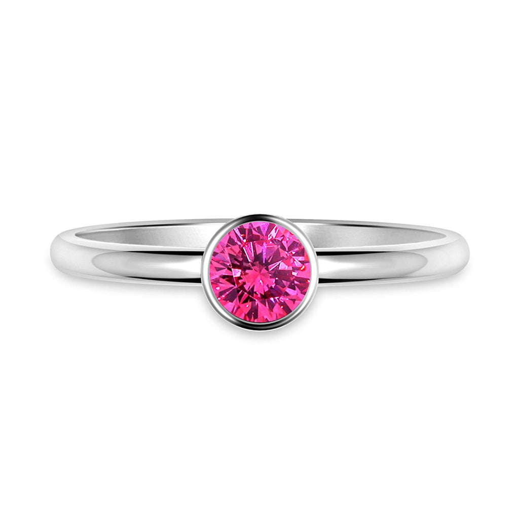 atjewels 14K White Gold Over 925 Silver Round Pink Sapphire Solitaire Ring For Women MOTHER'S DAY SPECIAL OFFER - atjewels.in