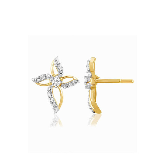 atjewels 14k Twotone Gold Over 925 Sterling Round Cut Cubic Zirconia Cross Stud Earrings For Women's MOTHER'S DAY SPECIAL OFFER - atjewels.in