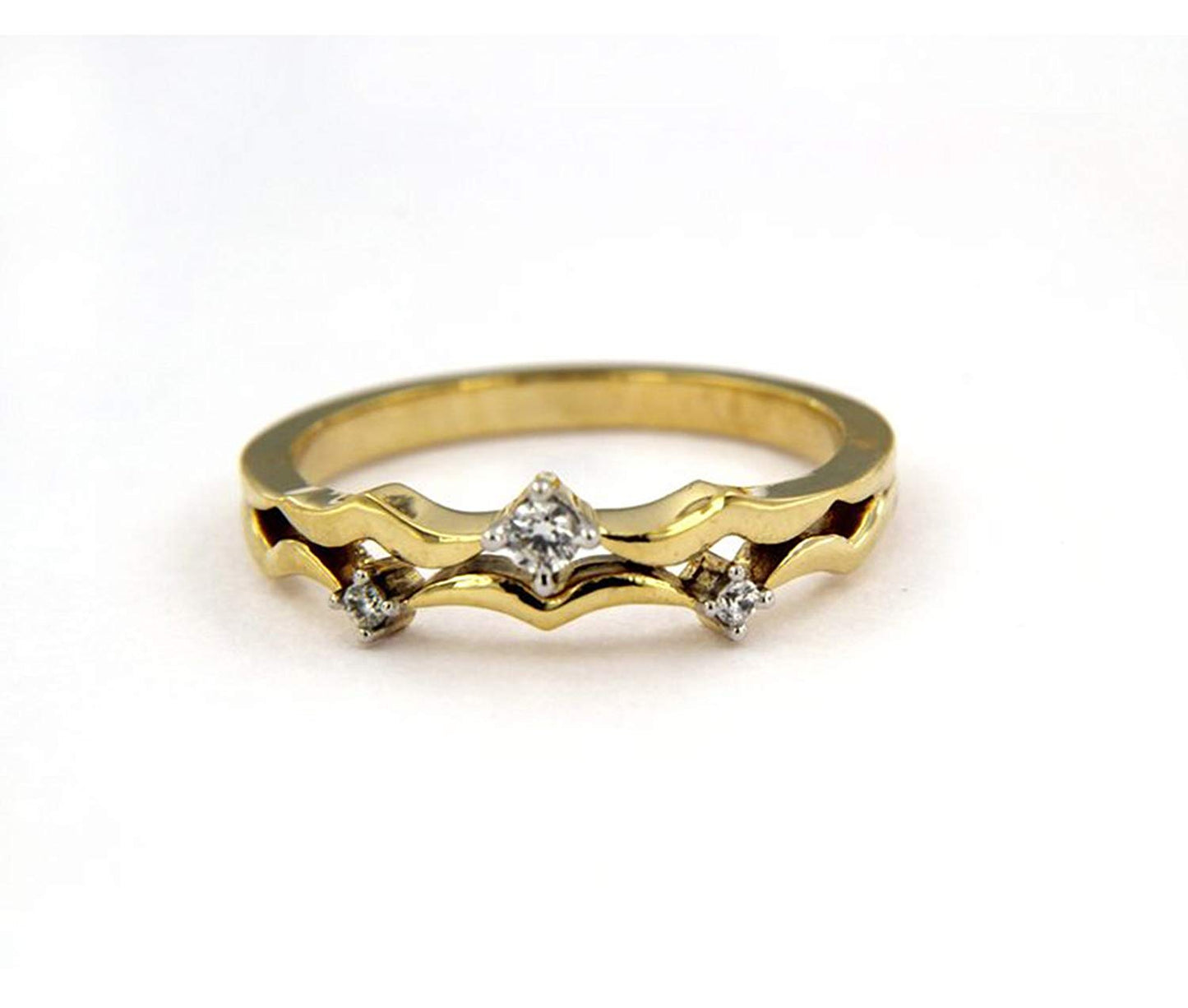 atjewels Women's Spl 14k Yellow Gold Over 925 Sterling 0.14 Carat Simulated Diamond Three Stone Band Ring MOTHER'S DAY SPECIAL OFFER - atjewels.in