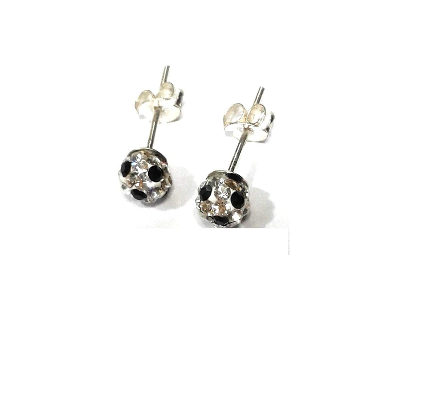 atjewels Round Cut Crystal Sterling Silver Pave Ball Stud Earrings, Crystal Fireball Disco Ball Earrings 1 Pair For Girl's and Women's Fancy Party Wear Earrings - atjewels.in