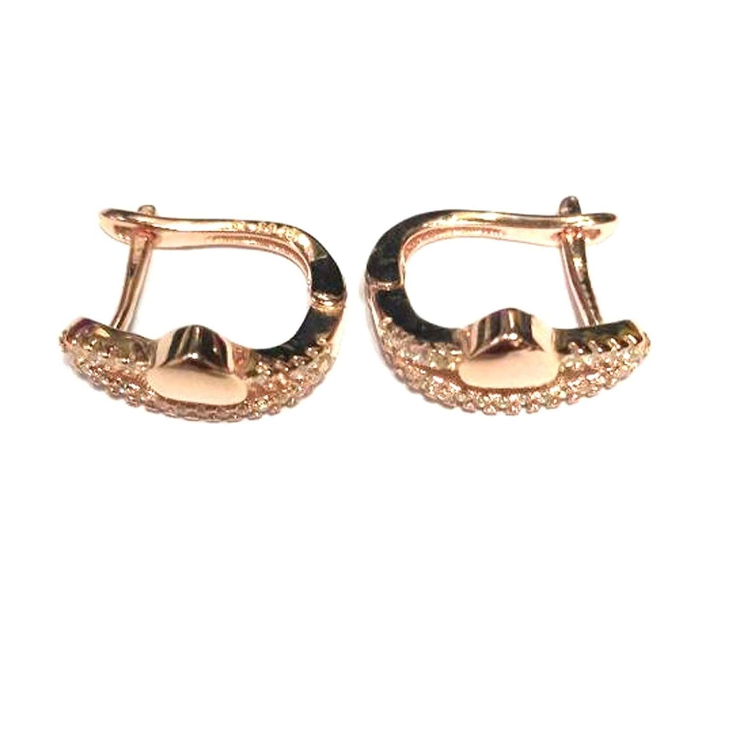 atjewels Round Cut White CZ 14k Rose Gold Over 925 Sterling Silver Heart Hoop Earrings For Girl's and Women's For MOTHER'S DAY SPECIAL OFFER - atjewels.in