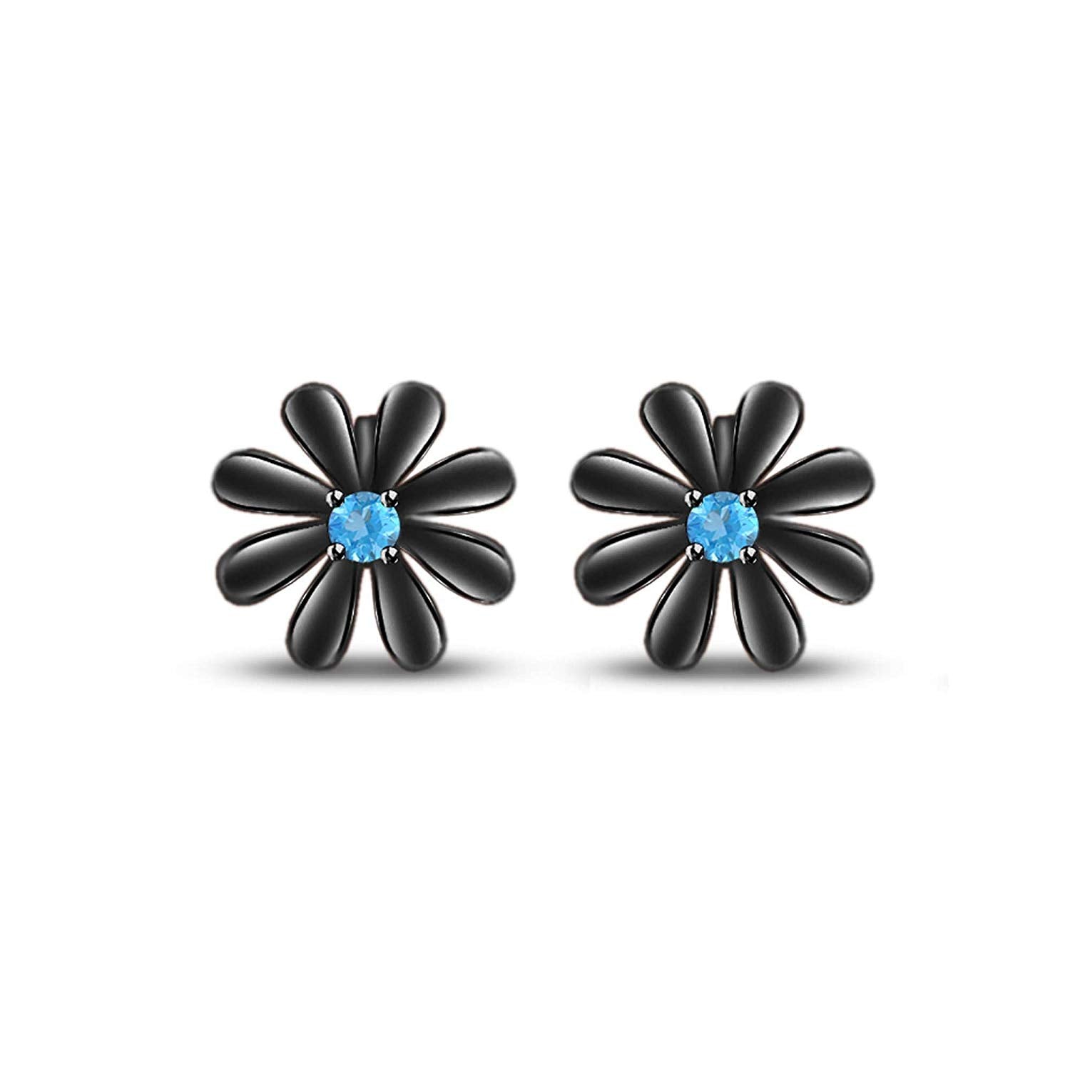 Beaded Flower Earrings in Black and White Color - Bevy Pearls