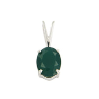 atjewels Oval Green Emerald in 925 Sterling Silver Solitaire Pendant MOTHER'S DAY SPECIAL OFFER - atjewels.in