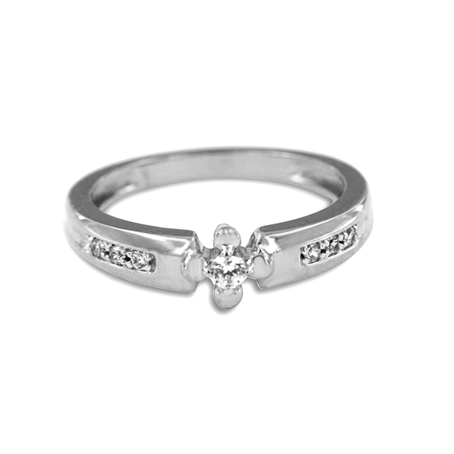 atjewels 14k Yellow Gold Over 925 Sterling Silver 0.32 Carat Round White CZ Solitaire W/Accent Engagement Ring MOTHER'S DAY SPECIAL OFFER - atjewels.in