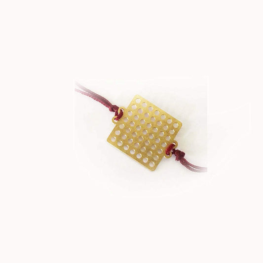 atjewels 14K Yellow Gold Over .925 Sterling Silver Square Shape Rakhi MOTHER'S DAY SPECIAL OFFER - atjewels.in