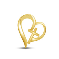 atjewels 18K Yellow Gold Over 925 Sterling Silver Love and Cross Pendant MOTHER'S DAY SPECIAL OFFER - atjewels.in