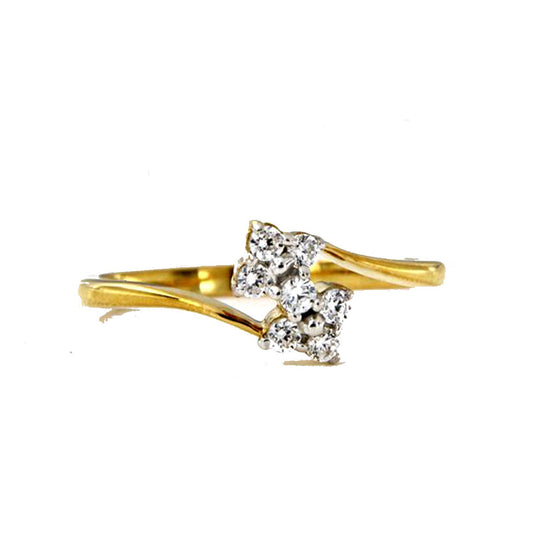 atjewels Bypass Ring For Women with 14K Gold Over .925 Sterling Silver in White Zirconia MOTHER'S DAY SPECIAL OFFER - atjewels.in