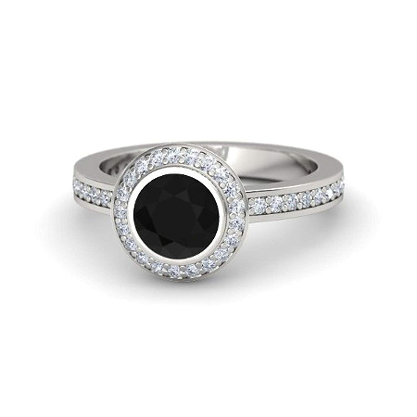 White Gold Plated on 925 Sterling Round Black and White CZ Disney Princess Ring For Women MOTHER'S DAY SPECIAL OFFER - atjewels.in