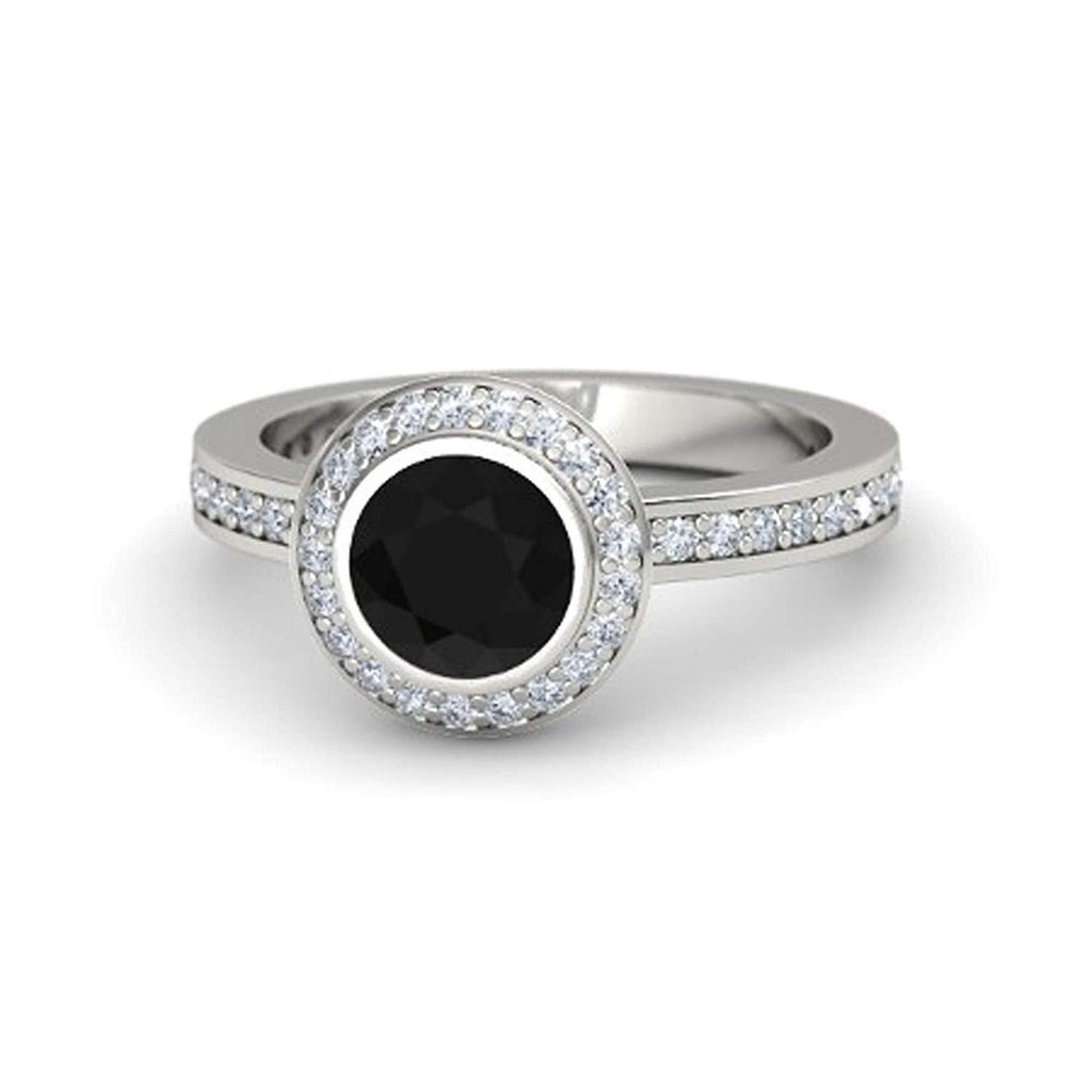 White Gold Plated on 925 Sterling Round Black and White CZ  Princess Ring For Women MOTHER'S DAY SPECIAL OFFER - atjewels.in