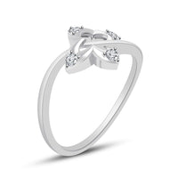 atjewels Round Cut White CZ .925 Sterling Silver Floral Bypass Ring For Women's and Girl's - atjewels.in