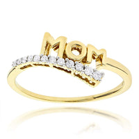 atjewels 14K Yellow Gold Over .925 Sterling Silver Round Cut White Simulated Diamond MOM Ring MOTHER'S DAY SPECIAL OFFER - atjewels.in