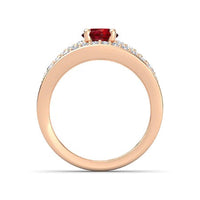 atjewels Round Cut Gemstone & White CZ 14k Rose Gold Over .925 Sterling Silver Solitaire w/ Accents Engagement Ring For Girl's and Women's For Navratri Special - atjewels.in