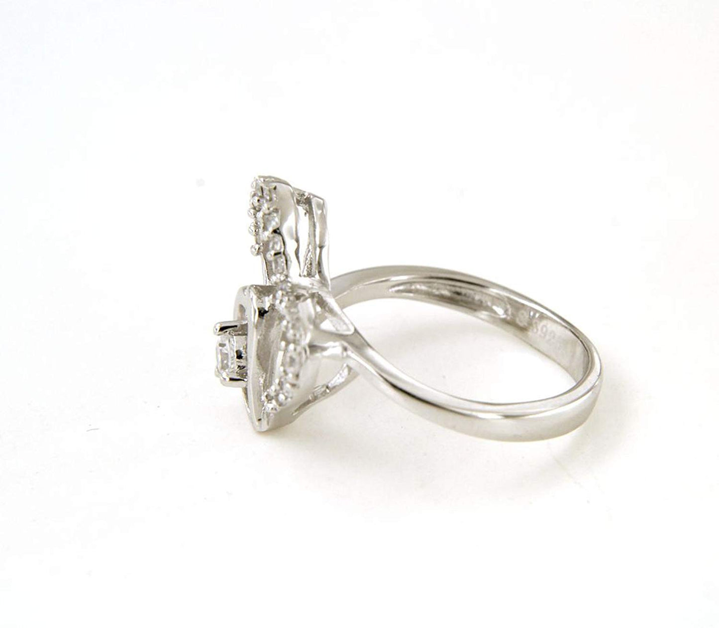 atjewels Round Cut White Cubic Zirconia .925 Sterling Silver Double Heart Ring For Women's MOTHER'S DAY SPECIAL OFFER - atjewels.in