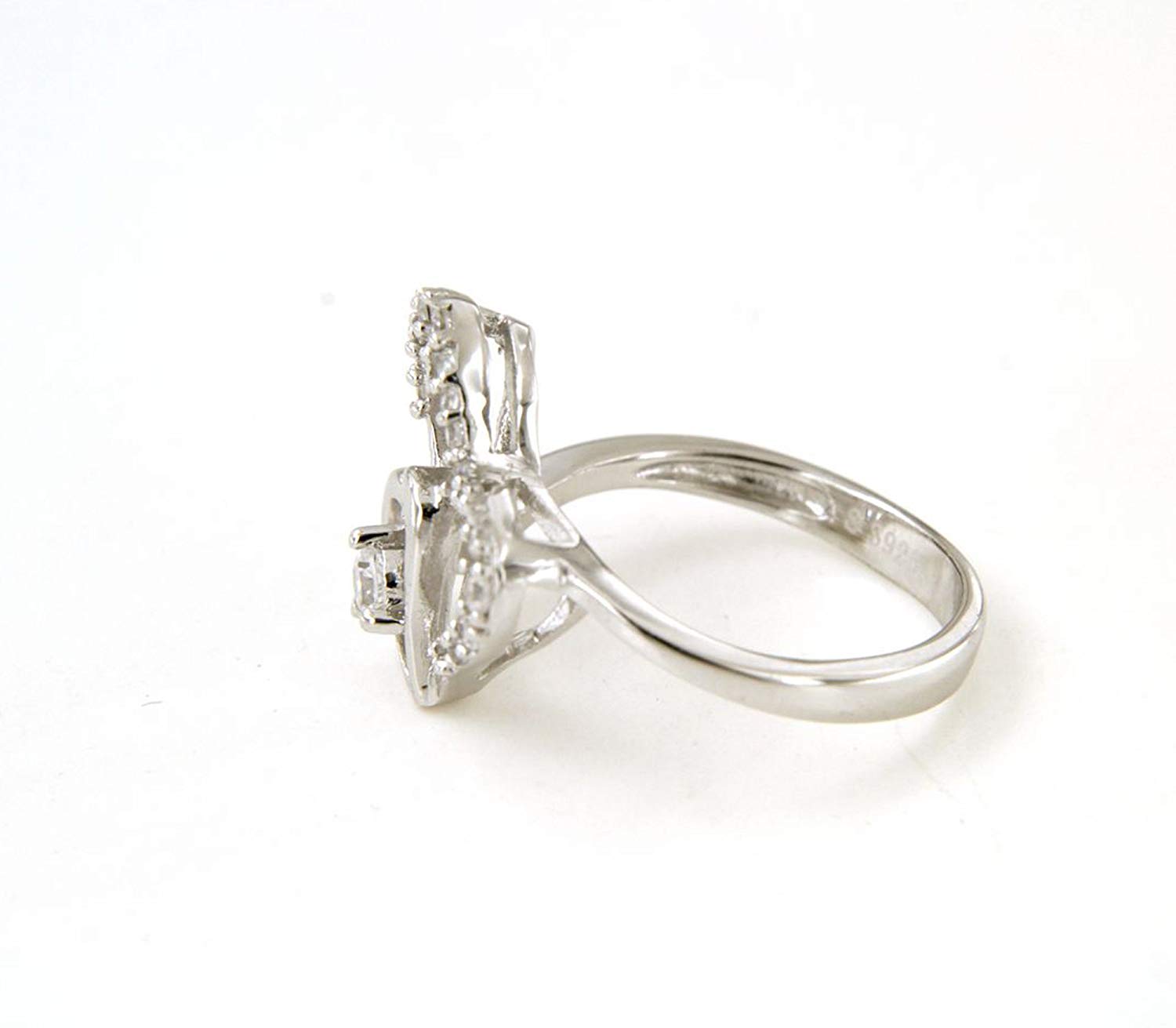 atjewels Round Cut White Cubic Zirconia .925 Sterling Silver Double Heart Ring For Women's MOTHER'S DAY SPECIAL OFFER - atjewels.in