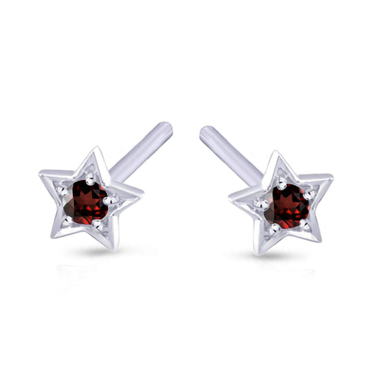 atjewels .925 Sterling Silver Round Cut Red Garnet Star Stud Earrings For Women's MOTHER'S DAY SPECIAL OFFER - atjewels.in