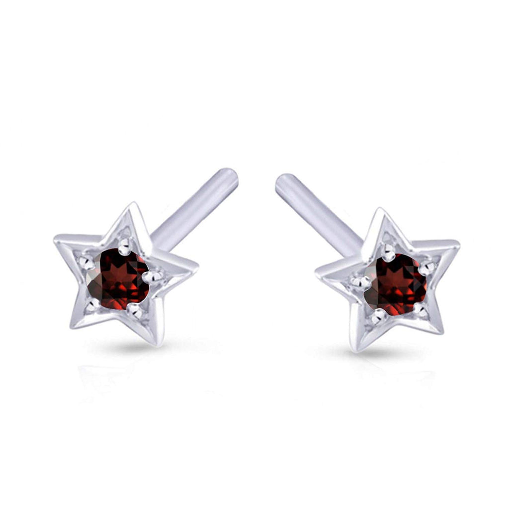 atjewels Sterling Silver Round Cut Red Garnet Star Stud Earrings For Women's MOTHER'S DAY SPECIAL OFFER