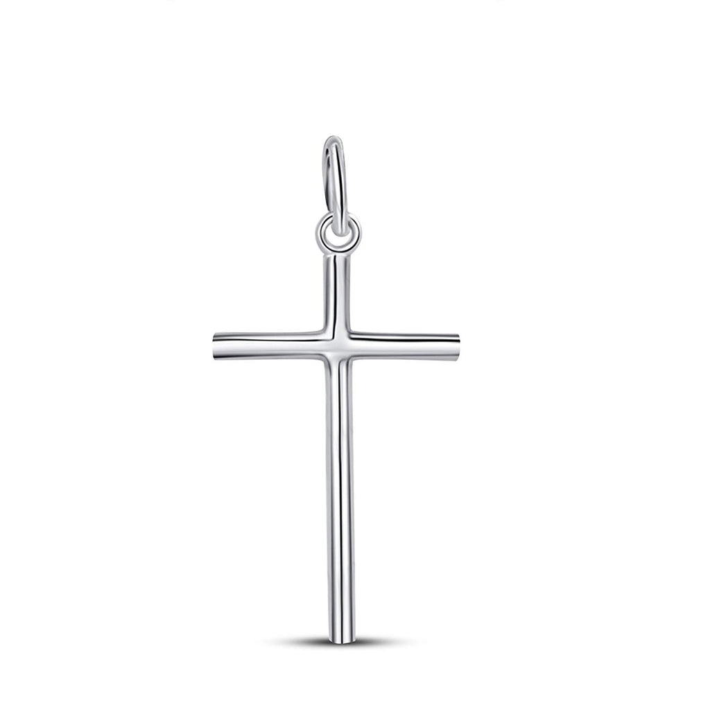 atjewels 18K White Gold Over 925 Sterling Silver Plain Cross Pendant MOTHER'S DAY SPECIAL OFFER - atjewels.in