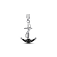 atjewels 14K White Gold Over 925 Sterling Round White and Black Zirconia Anchor Pendant Without Chain MOTHER'S DAY SPECIAL OFFER - atjewels.in